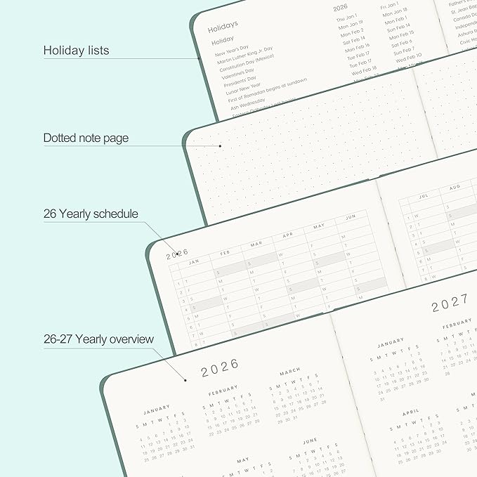 And Per Se 2026 Planner, 15 Months Hardcover Daily, Weekly & Monthly Planner, A5 size, 100GSM Thick Paper, Back Pocket, 5.7" x 8"(Forest Green)