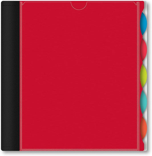 IQ+ iScholar 5-Subject Poly Cover Wirebound Notebook, College Ruled, 11 x 8.5 Inch Sheet Size, 200 Sheets, Red (59906-RE), 5 Subject