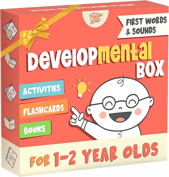 Speech Therapy Materials & Learning Toys for 1-2 Year Old, Preschool Learning Activities with Phonic Baby Flash Cards for 12 to 18 Months, Montessori Toys, First Words & Board Books by Pidoko Kids