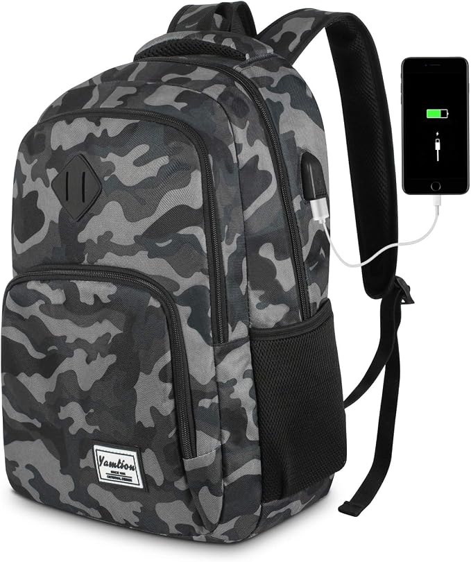 YAMTION 17.3 Inch Laptop Backpack For Men Women Teenager Boy School Bag Computer Business Leisure College Work University Travel Grey