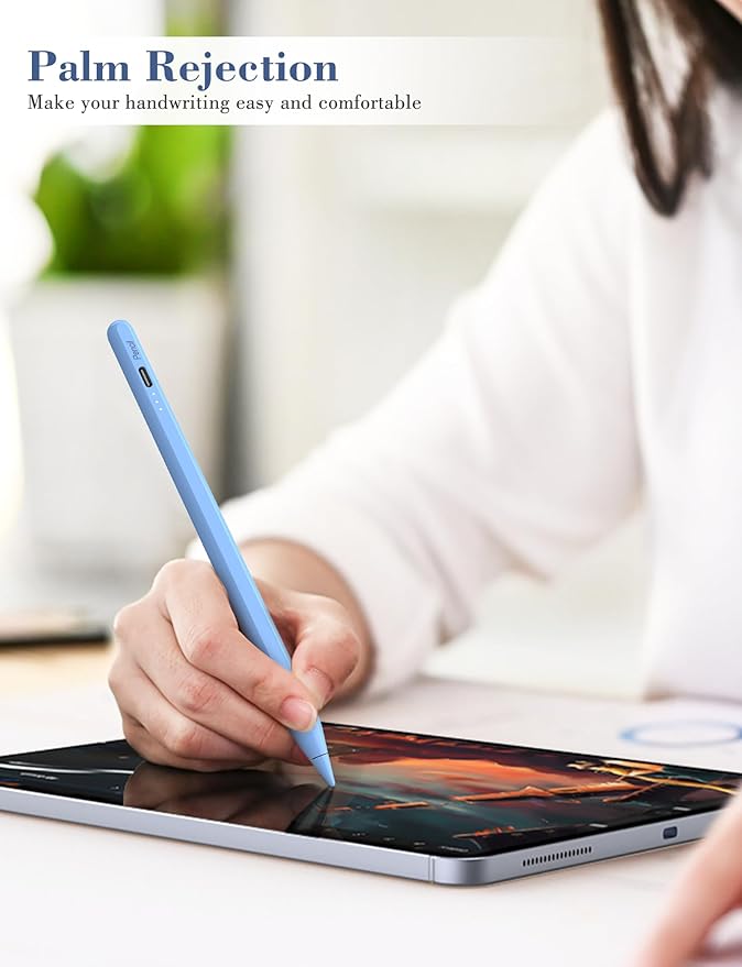 iPad Pencil 6th-11th Generation,10 Mins Fast Charge Stylus Pen,Palm Rejection&Tilt Sensitivity,Compatible with Apple Pencil 1st/2nd iPad Pro 11"/12.9"/M4, Air 3/4/5/M2/M3, Mini 5/6 Blue