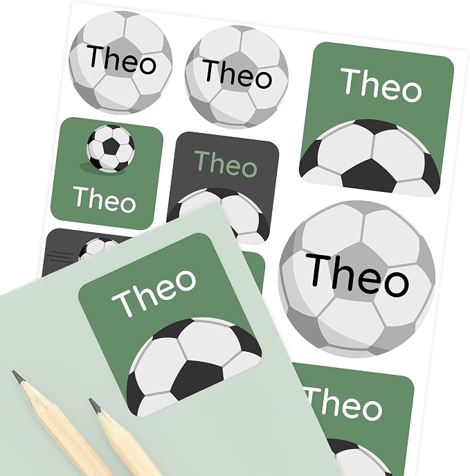 Camp Name Labels for Kids (33) – Personalized Stickers & Daycare Labels – Waterproof for Water Bottles, Lunch Boxes & School - Soccer
