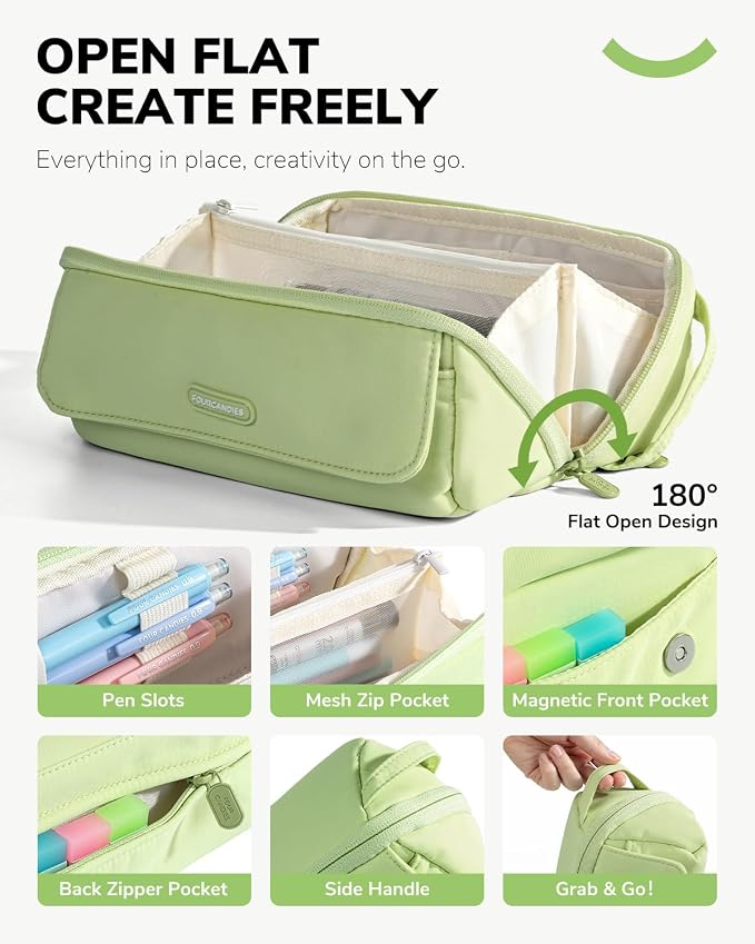 Four Candies 36PCS Mechanical Pencil Set with 624 Lead Refills(Light Green) | 0.5mm, 0.7mm, 0.9mm & 2.0mm Mechanical Pencils, Aesthetic School Supplies for Writing, Drawing, Drafting and Note-Taking