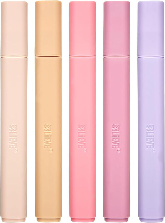 BLIEVE Bible Highlighters No Bleed Through, Chisel Tip, 5 Pack | No Smear, Quick-Dry, Aesthetic Cute Pastel Colors For Bible & Journaling (Morandi Edition)