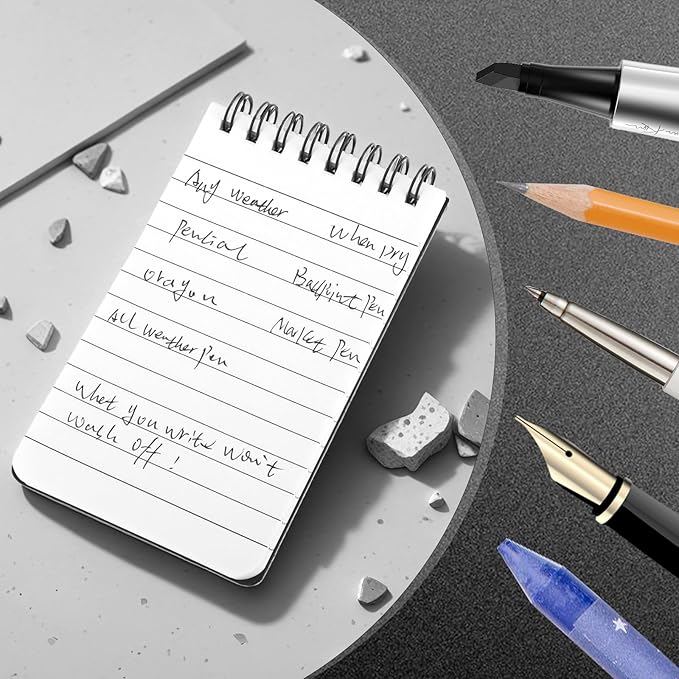 10 Pack Waterproof Pocket Notebook, 5" x 3" Top-Spiral Waterproof All Weather Notepad for Office School Police Outdoor Recording Steno Note Pads