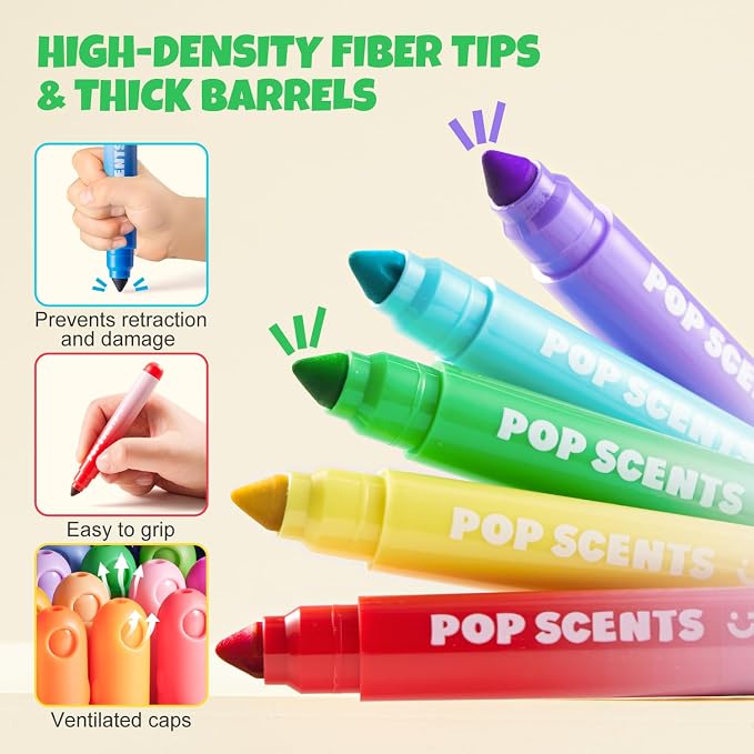 Jar Melo Scented Washable Markers for Kids Ages 4-8, 12 Colors