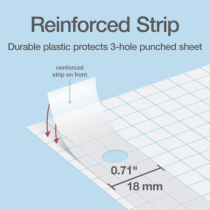 Oxford Graph Paper, 100 Sheets, 4x4 Quad Ruled, Reinforced 3 Hole Punched