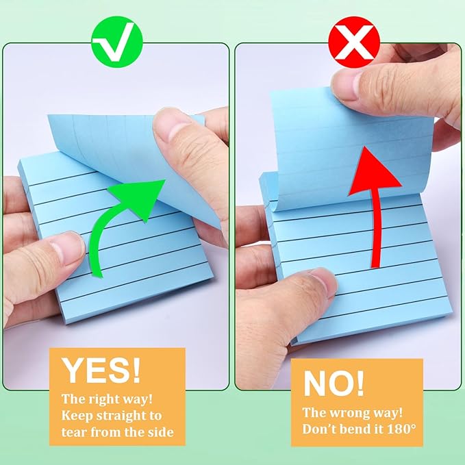 9 Pack Lined Sticky Notes 3x3 in Bright Colors Self-Stick Note Pads with Line, 9 Colors Bulk Sticky Memo Pad for School, Office, Meeting