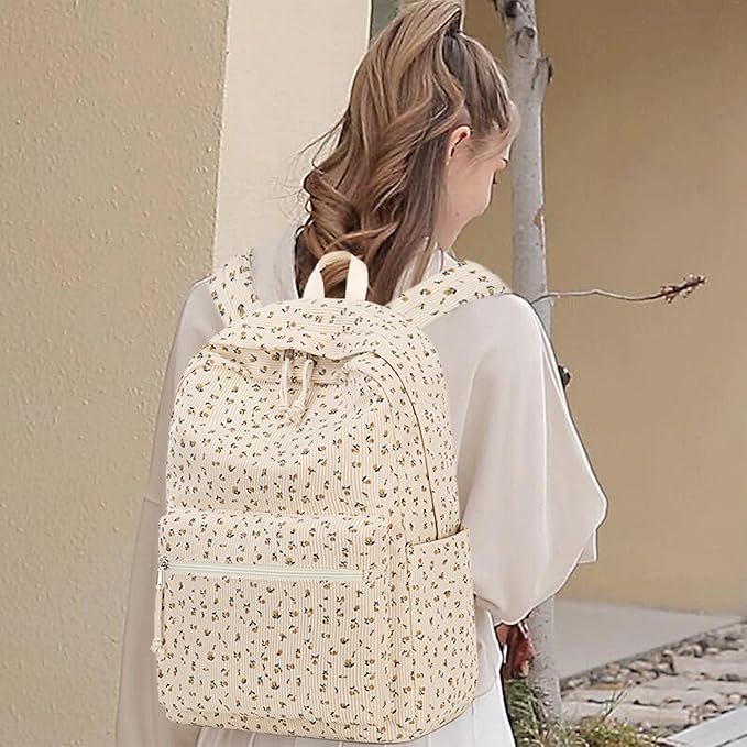 BTOOP School Backpack for Teens Large Corduroy Bookbag Lightweight 15.6 inch Laptop Bag for Girls Women Casual High School College
