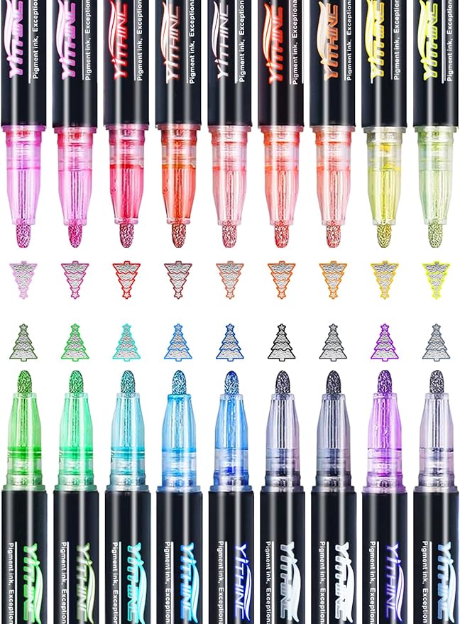 Outline Markers, 18 Metallic Shimmer Glitter Gel Pens, Tween Teen Girl Gifts Trendy Stuff, Cool Cute Art Craft School Drawing Supplies, Birthday Fun Kits for Kids Girls Ages 4 6 8 10 12 Year Old