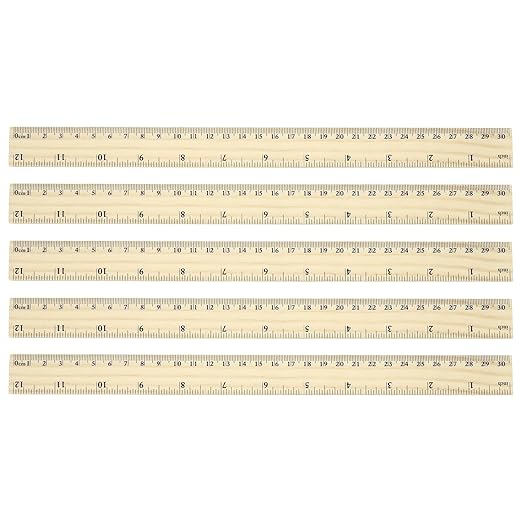 PATIKIL 12 Inch Wooden Rulers, 12Pcs Drafting Ruler Measuring Drafting Tools with Centimeters and Inches for Office Home Teacher Drawing Supplies, Wood