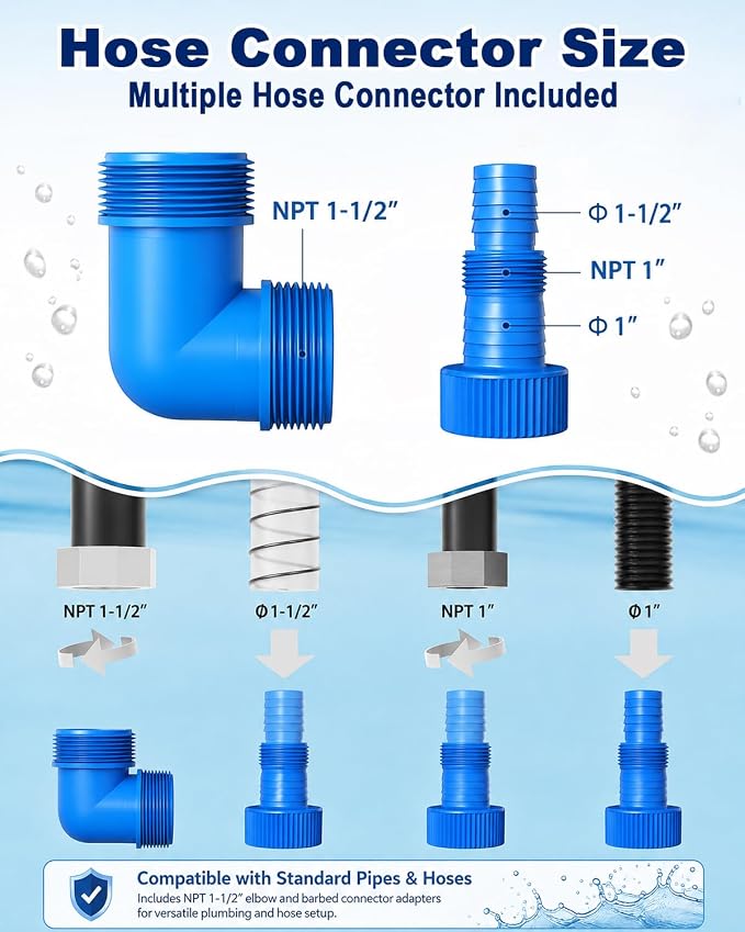 FOTING Sump Pump, High Flow Clean&Dirty Submersible Water Pump with Float Switch, Thermoplastic Electric Portable Utility Pump for Pool Draining Hot Tub Garden Basement, Large