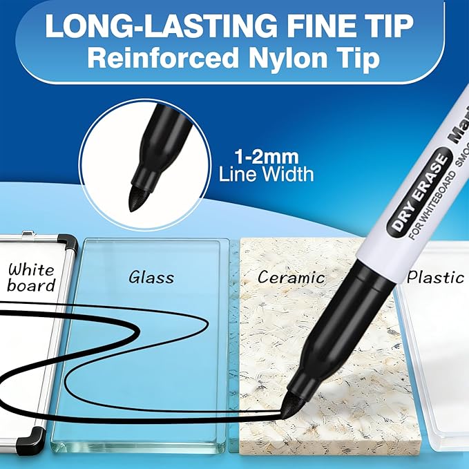 SFAIH Fine Tip Dry Erase Markers, Black, 100 Pack | Bulk Pack for Offices, Universities, Meetings & Corporate Training | Low-Odor Whiteboard Markers
