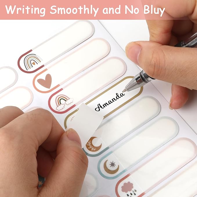 Name Labels for Kids Stuff Daycare Essentials, 320 PCS Name Tag Stickers, Waterproof Baby Label for Water Bottle, Reusable Washable Write-On Bottles Label Sticker Tags for School Essentials Supplies