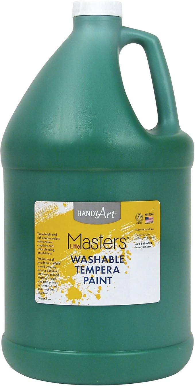 Handy Art Little Masters Washable Tempera Paint, Green, Gallon 128 oz Bottle, Bright & Mixable, High Opacity, Washable Colors for Classroom, Students, Kids, Safe & Non-Toxic, Made in USA