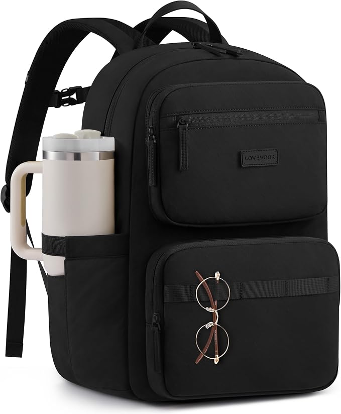 LOVEVOOK Laptop Backpack for Women, School Backpack for Teen Girls with Large Cup Holder, Lightweight Bookbag for College,Work,Travel fits 17.3 Inch Laptop