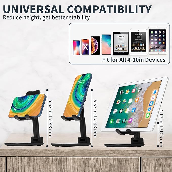 Cell Phone Stand,Adjustable Foldable Phone Stand for Desk Taller iPhone Stand Compatible with All Smart Phone Desk Accessories (Pink)