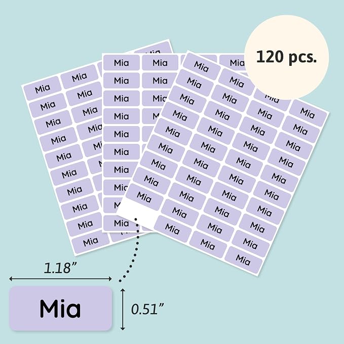 Iron-On Name Labels & Clothing Labels for Nursing Home (120) – Iron On Name Tags & Name Labels for Clothing & Clothes, School & Daycare – Waterproof - Solid Colors