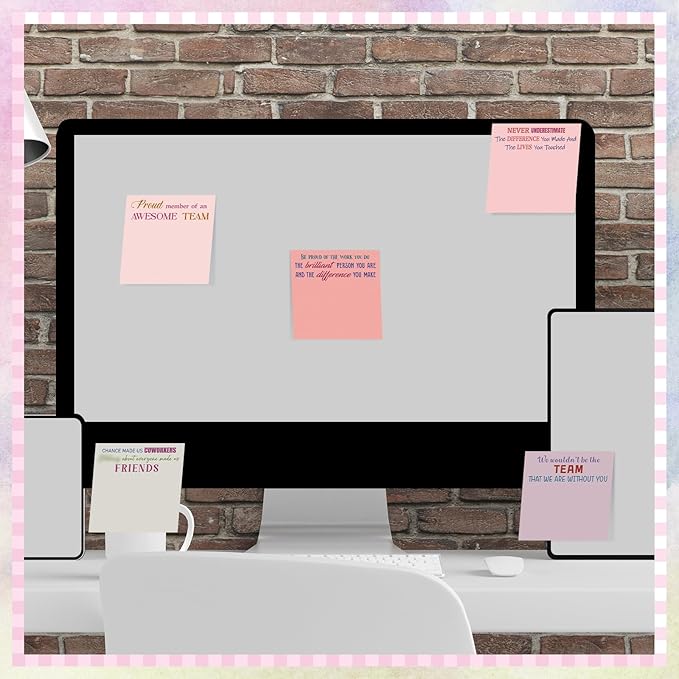 Yinder 24 Pcs Inspirational Sticky Notes Cute Motivational Sticky Notes Pad End of Year Employee Appreciation Gifts Bulk for Teacher Nurse Coworkers Office Supplies 3 x 3'' (Team,Aesthetics)