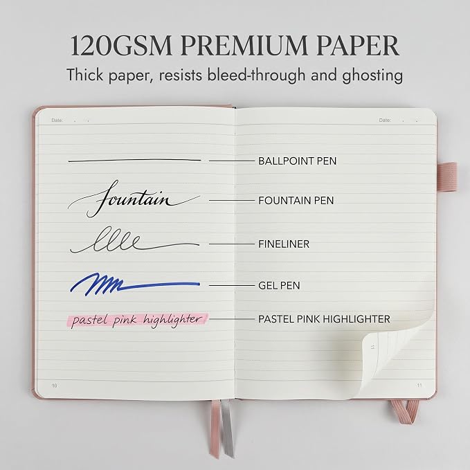 AHGXG Lined Journal Notebook, 160 Numbered Pages, A5 Size (5.7'' x 8.3'')