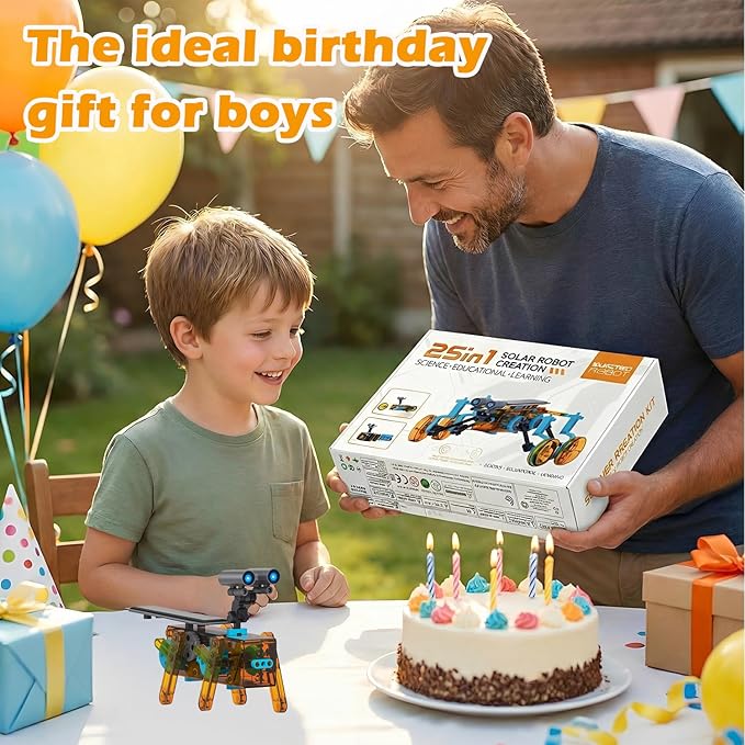 STEM 25-in-1 Education DIY Solar Power Toys for Boys Age 8-13, Science Kits Robots Toys for Ages 8-12, Building Toys Robotics Experiment Set Birthday Gifts for Kids 8 9 10 11 12 13 14+Years Old