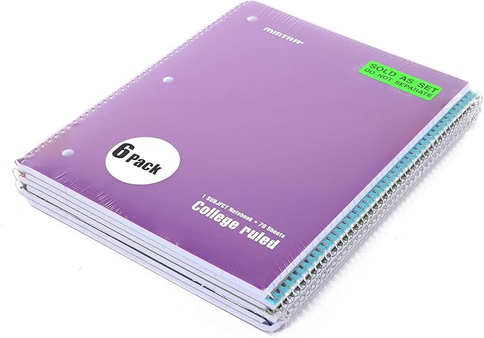 Mintra Office Spiral Notebooks, Wirebound, Journals for School, Work, Business, Aesthetic Stationery, Writing Pads, Teacher & Student Supplies (24, Solid Color, College)