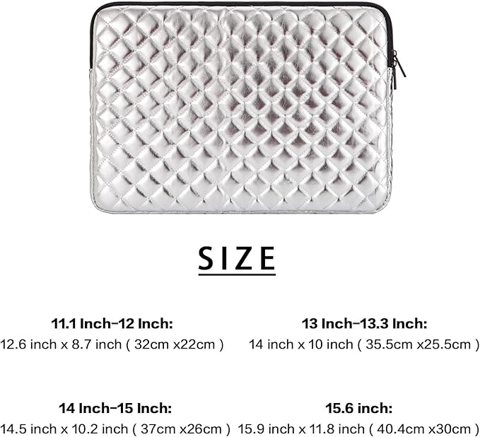 Puffy Laptop Sleeve 11 12 13 13.3 14 15 15.6 inch Case Protective Bag Quilted PU Leather Lined Padded
