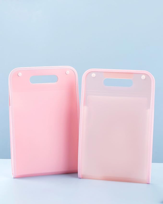 Vertical Accordion File Folder,13 Pockets Expanding File Organize with Labels,A4 Letter Size Paper Document Receipt Organizer Accordion Filing Folder for Classroom, Home,Office.(Pink)