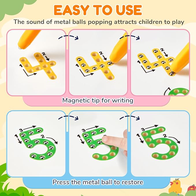 JoyCat Double-Sided Magnetic Animal Number Tracing Board - 2-in-1 Numbers 1-20 Writing Toys for Toddlers & Kids, Preschool Math Manipulatives, Kindergarten Educational Learning Gifts for 3-5 Year Olds
