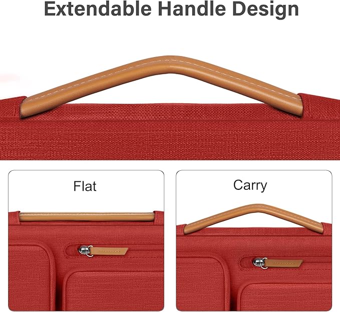 MOSISO 360 Protective Laptop Case 13.3 inch, 13-13.3 inch Laptop Sleeve Compatible with MacBook Air/Pro 13 / Pro 14,HP Dell Acer ASUS,Side Open Carrying Case with 4 Zipper Pockets&Handle, Red