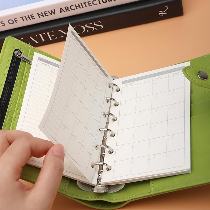 NatSumeBasics A7 Refills Paper 3" x 5" Undated Monthly Binder Planner Inserts 90 Sheets 6 Holes Pocket Notebook Papers for Personal Travel Journal Diary (2 A7 Monthly)