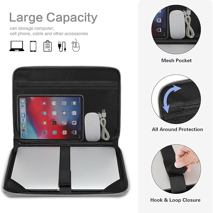 MOSISO Laptop Case 15.6 inch, 15-16 inch Laptop Sleeve Compatible with MacBook Pro 16 / Air 15, HP Acer Dell Lenovo ASUS,Artistic Geometric EVA Carrying Case Hard Shell with Handle, Gray