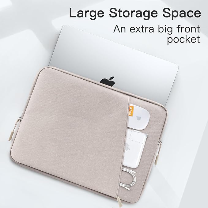 JETech Laptop Sleeve for 15-Inch Notebook, Compatible with MacBook Air 15-Inch M5-M2, MacBook Pro 16-Inch M5-M1, Waterproof Shockproof Case with Accessory Pocket Bag (Starlight)