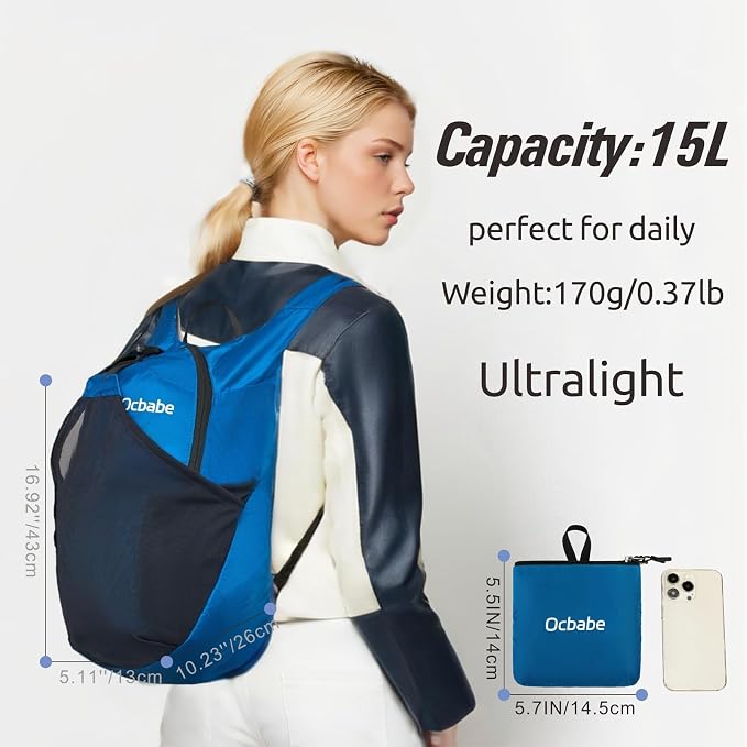 Ultra Lightweight Foldable Backpack,Water Resistant Small Packable Hiking Daypack Outdoor Camping Travel Bag