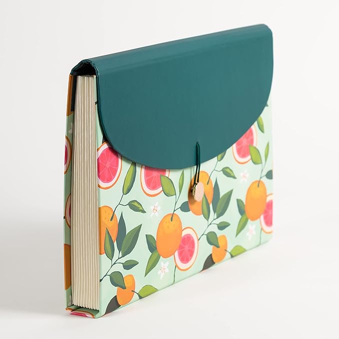 U Brands 13-Pocket Expanding File Folder, Office Supplies, Citrus Squeeze, Brass Hardware, FSC Certified