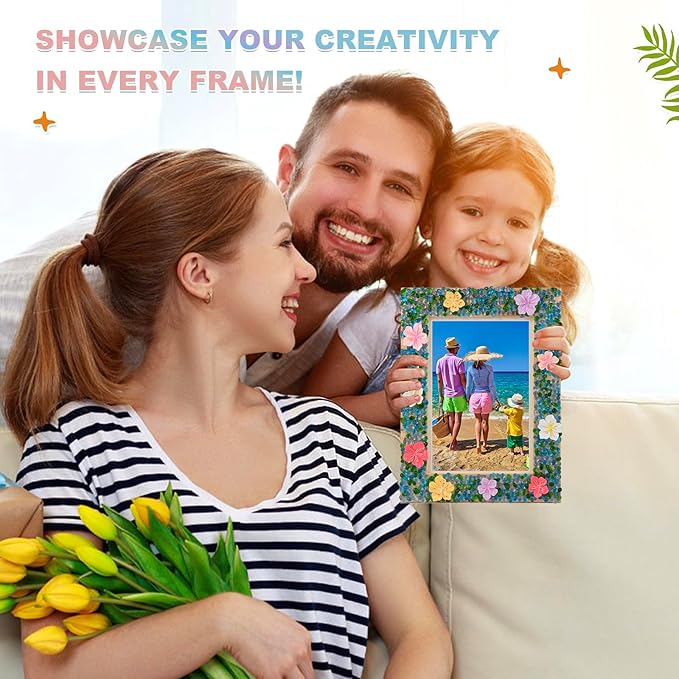 DIY Mosaic Picture Frame Craft Kit for Kids - Creative Arts & Crafts Glass Pebbles Activity for Girls & Boys, Decorate Your Own Photo Frame, Perfect Birthday & Christmas Gift for Kids Ages 6-12