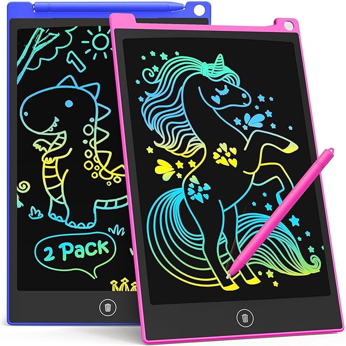 TECJOE 2 Pack LCD Writing Tablet, 8.5 Inch Colorful Doodle Board Drawing Tablet for Kids, Kids Travel Games Activity Learning Toys Birthday Gifts for 3 4 5 6 Year Old Boys and Girls Toddlers