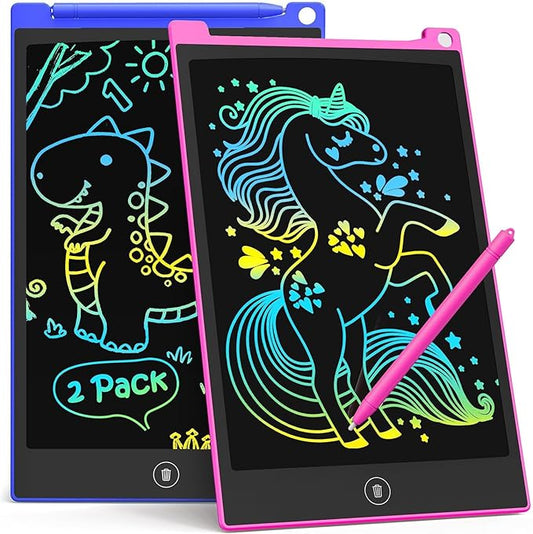 TECJOE 2 Pack LCD Writing Tablet, 8.5 Inch Colorful Doodle Board Drawing Tablet for Kids, Kids Travel Games Activity Learning Toys Birthday Gifts for 3 4 5 6 Year Old Boys and Girls Toddlers