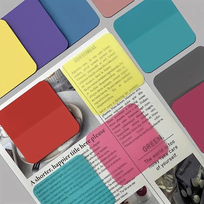 320PCS Transparent Sticky Notes - Colored Clear Sticky Note, Waterproof Translucent Color Memo Pad