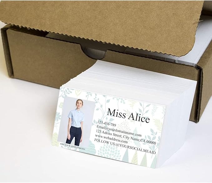 200/500Pcs Business Card Customization (Add Picture or Logo), Thick Coated Paper Business Card Double-sided Printing-2"x3.5" Inches (Color-N)