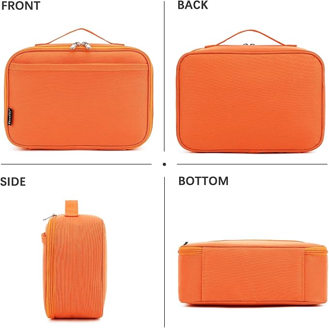FlowFly Kids Lunch box Insulated Soft Bag Mini Cooler Back to School Thermal Meal Tote Kit for Girls, Boys, Orange
