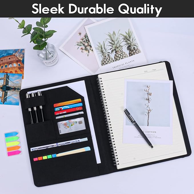Folio Planner Cover for Rocketbook Smart Notebook– Waterproof Portfolio Organizer Fits A4/Letter Size (8.5x11 Inch), Professional Academic & Office Use (Black)
