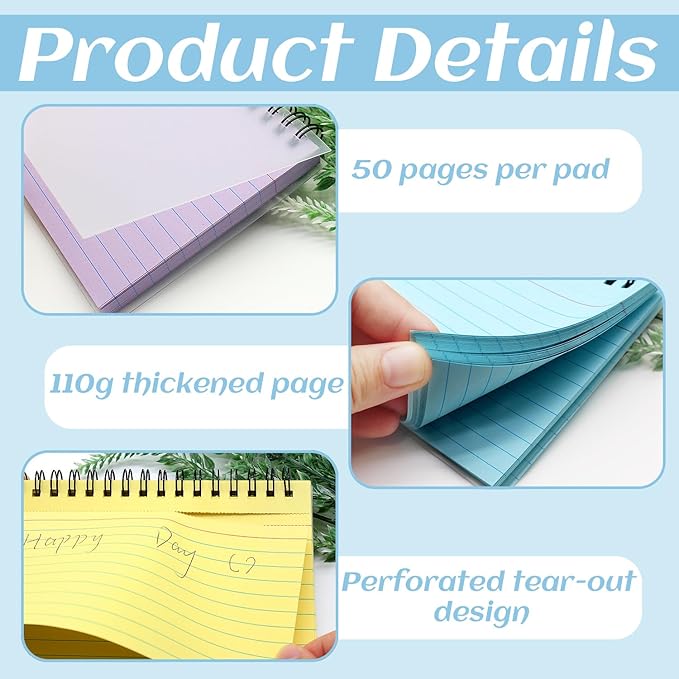 200 Pcs Index Cards 4x6 Inch Lined Note Cards Flash Cards Spiral Bound Waterproof Cover for Daily Planning, Work, School, Journaling, Studying(Perforated Tear-Out, 4 Colors)