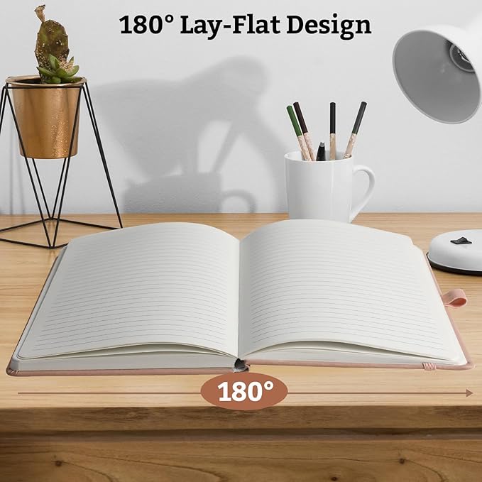 Lined Hardcover Journal Notebook, A5 192 Pages 100Gsm Thick Paper College Ruled for School,Note Taking,Work,Diary，5.7''*8.3'',Blush