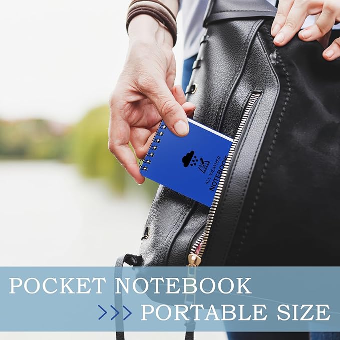 COIDEA 6 Pack Waterproof Notebook, 3 x 5 Pocket Notepad, Top-Spiral Weatherproof NotePad, All Weather Police Pocket Notebook Little Memo Steno Note Pads for Outdoor Office School Recording