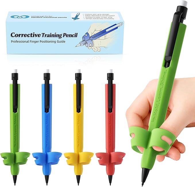 4-Pack Corrective Training Pencils,Ergonomic Posture Correction Control Handwriting Aid,Sensory Tool for Calm & Focus,Silent Fidgeting for ADHD & Special Needs,Ideal for Preschoolers,Students