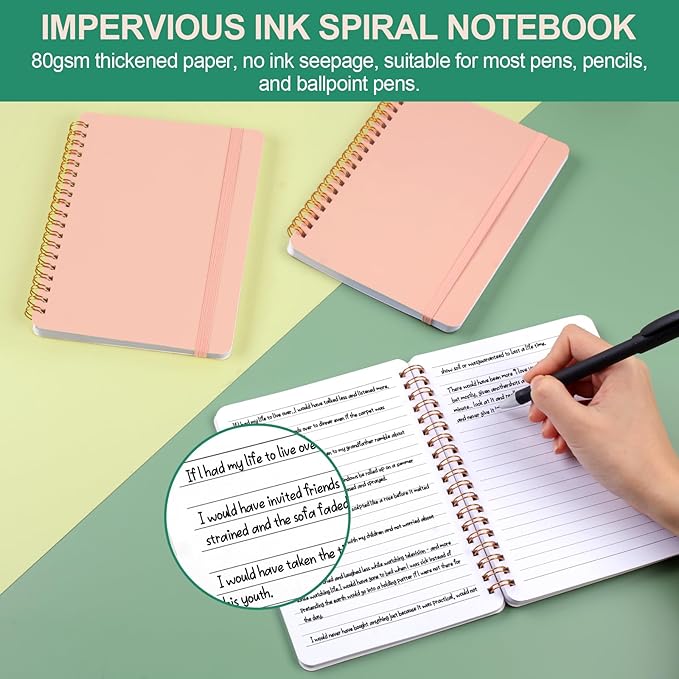 Utron 3 PCS Small Spiral Notebook 5x7, Notebooks for Note Taking, Pink Spiral Journal Notebook, Work Notebook Small Notebooks 5x7 with Strap, Cute Notebooks for Women 70 Sheets/Note Books