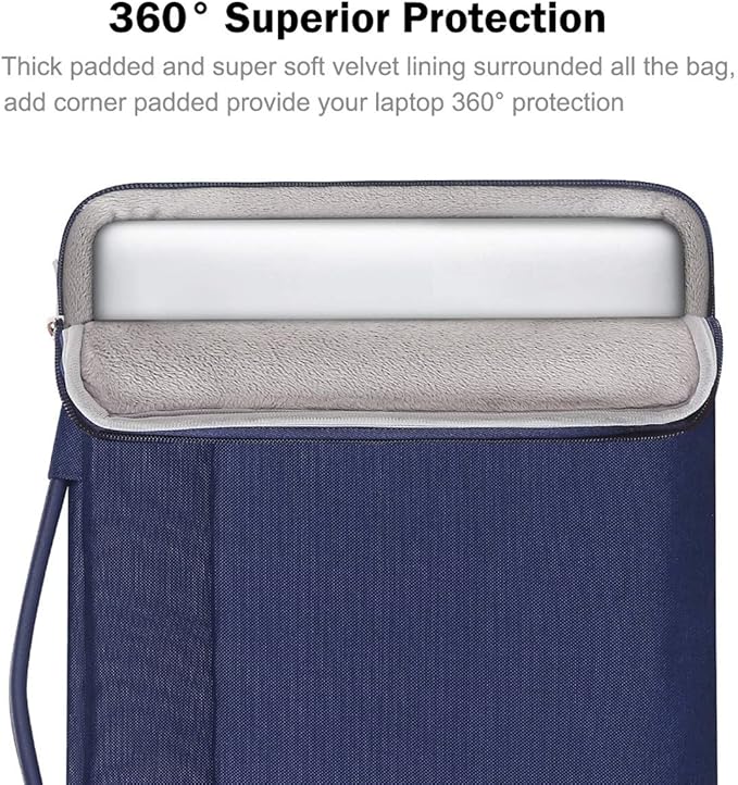 LANDICI 360°Laptop Sleeve Case 14 15 Inch Compatible with MacBook Air 15 M2/M3/M4 2022-2025, MacBook Pro 15, Hp chromebook 14, Waterproof Computer Bag Cover with Handle, Blue