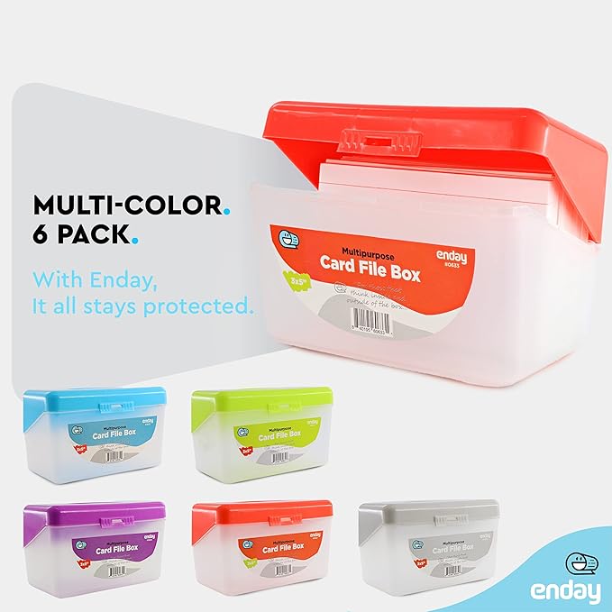 Enday Index Card Box Red 3x5 Index Card Holder, Index Card Organizer, Flash Card Holder, Holds 250 Cards.