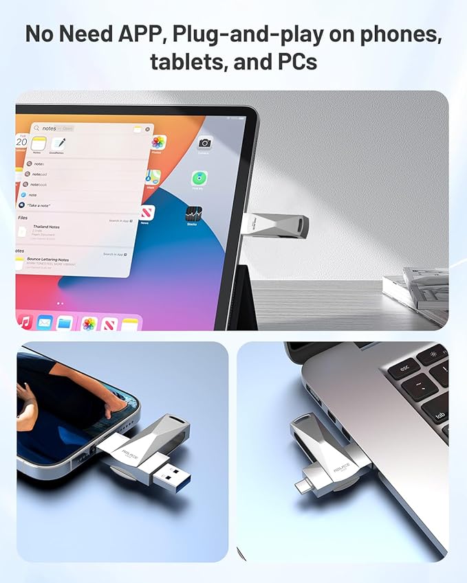 ABLAZE 64GB USB C Flash Drive, Dual USB 3.0+Type C Flash Drive Compatible with iPhone 16/15,Android Smartphone,Computer,Tablet Mac Laptop (Sliver)